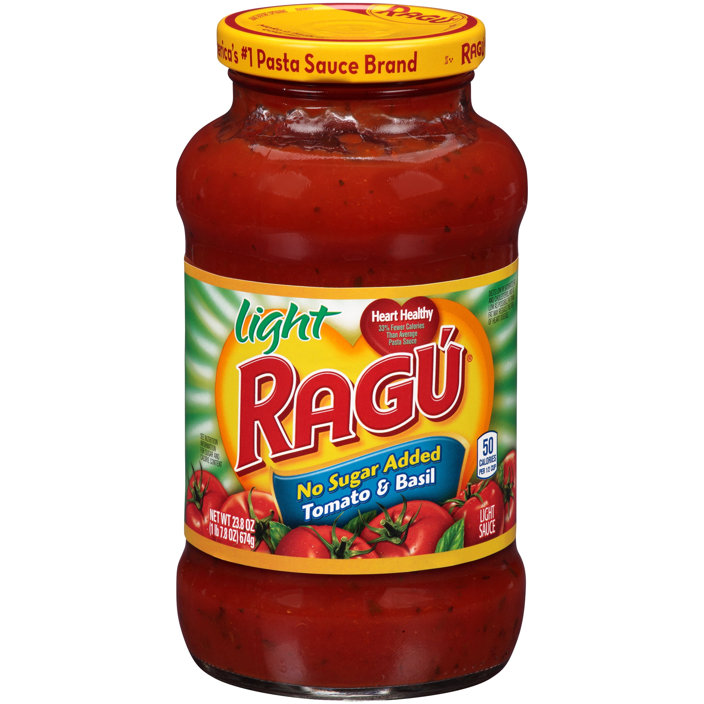 Ragu Light Sauce No Sugar Added Tomato & Basil, 23.8 OZ ...