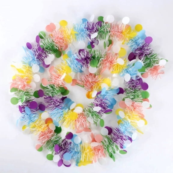 Easter Garland Decor,6.6Ft Glitter Tinsel Spring Garland Decorations for Tree Mantle Bedroom Office Classroom Party Indoor Outdoor Holiday Home Pink Yellow Blue Green White
