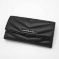 thumbnail image 2 of Michael Kors Women Large Trifold Leather Credit Card Holder Wallet Black Silver, 2 of 5
