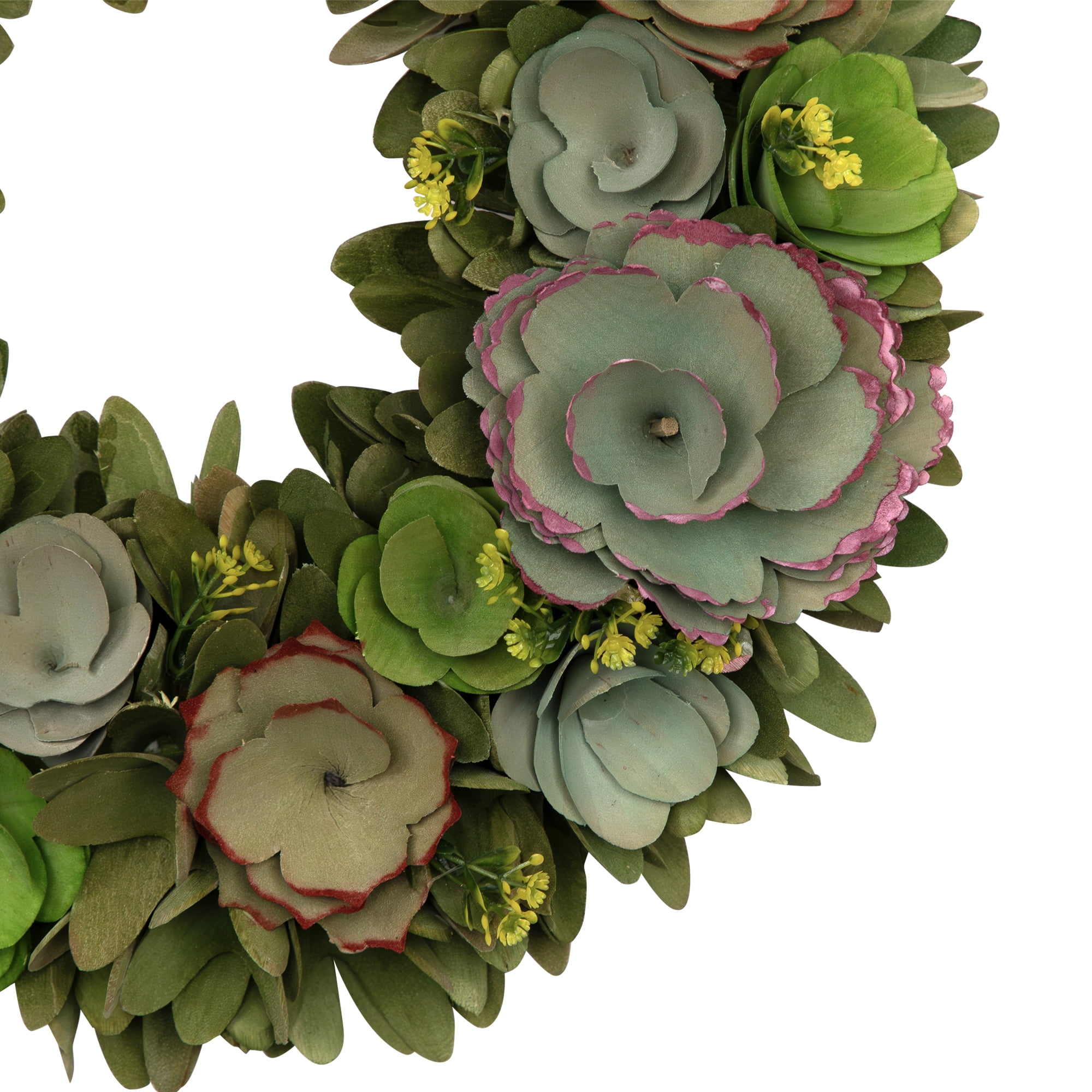 Northlight Wooden Mini Flowers Artificial Spring Wreath - 14"