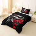 thumbnail image 2 of Homewish Vintage Death Skull Twin Comforter Sets,Goth Romantic Rose Bedding Set,Halloween Duvet,Black Reversible,2-Piece,1 Comforter and 1 Pillowcase, 2 of 7