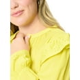 thumbnail image 4 of Jessica Simpson Women's and Women's Plus Arista Ruffle Long Sleeve Shirt, Sizes XS-5X, 4 of 5