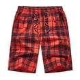 thumbnail image 3 of Fmbrln Mens Shorts Drawstring Waisted Plaid Printed Summer Beach Shorts Fashion Casual Trunks, 3 of 6