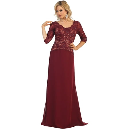 3/4 SLEEVE MOTHER OF THE BRIDE EVENING GOWN