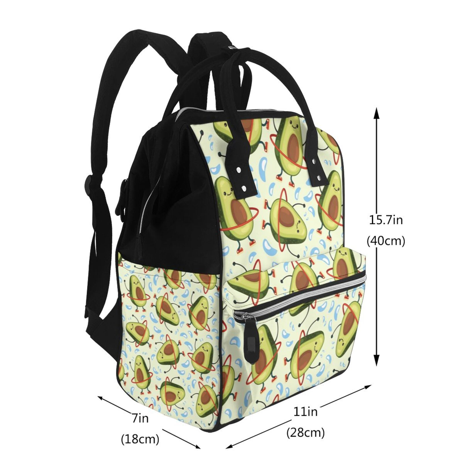 Fuzoiu Avocado Doing Sport Print Diaper Bag Backpack,Baby Essentials Travel Tote,Multi function Waterproof Diaper Bag, Travel Essentials Baby Bag - Unisex