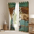 thumbnail image 3 of Farmhouse Country Floral Cotton Flower 30%-50% Blackout Curtains,Rustic Wooden Plank Cottage Lodge Cabin Curtains & Drapes Garden Windmill Decor,Vintage Farm House Room Decor,Brown Green, 3 of 6
