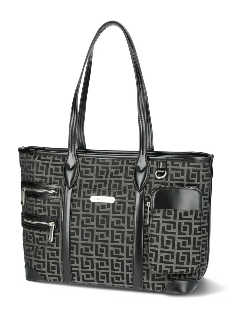 Fiorelli Women's Brooke Tote Bag, Black Geo Jacquard - Walmart.com