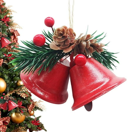 

Leking Christmas Bell Ornaments Red Christmas Bells with Holly Berries and Chestnuts Christmas Tree Bell Decoration Metal Baking Lacquer Bells Holiday Decorative Pendants wonderful