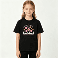 thumbnail image 2 of Be Kind Cherry Girls Graphic Tee, Cute Floral Sakura Blossom 100% Cotton Kids Short Sleeve T-Shirt, 2 of 5