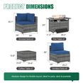 thumbnail image 4 of Dateyes 8 Pieces Patio Conversation Set, Rattan Wicker Outdoor Sectionals with Fire Pit Table, Blue/Gray, 4 of 9