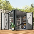 thumbnail image 6 of YODOLLA 4 x 7.5 ft Storage Shed with Triple Door, Metal Bike Shed Lean to Outdoor Storage Cabinet Building with Shelves for Garden, 6 of 7