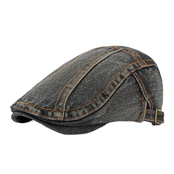 Four Seasons Retro Beret Men and Women British Fashion Eight-Character Stitching Washed Denim Peaked Cap Advance Hats Tide