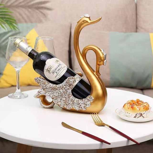 Decoración de escritorio con cisne, botellero de lujo con forma de cisne, adornos para botellero con forma de cisne, vitrina para vinos, adornos de cisne, funcionalidad versátil