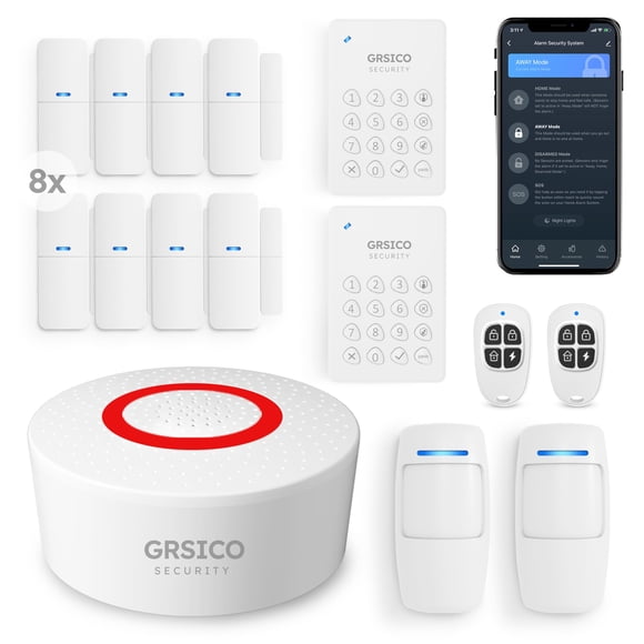 Sistema inalámbrico de alarma doméstica GRSICO, kit de 15 piezas con WiFi y Alexa