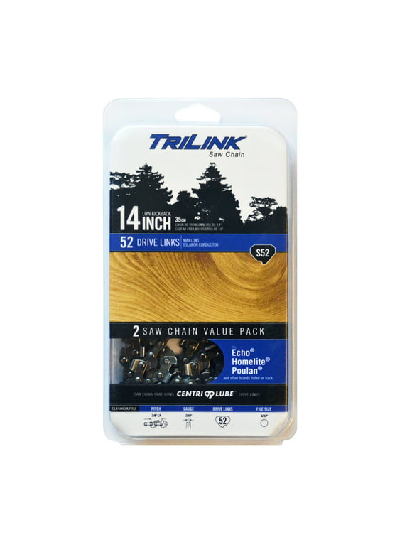 Trilink S52 - 14" 2 Pack Replacement Saw Chain; 52 Drive Links