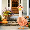 thumbnail image 4 of Fall Decorations Goose Outfits,23 Inch Cement Goose Statue Checkered Stripes Clothes with Hat,Thanksgiving Autumn Harvest Outdoor Porch Garden Yard Decor, 4 of 9