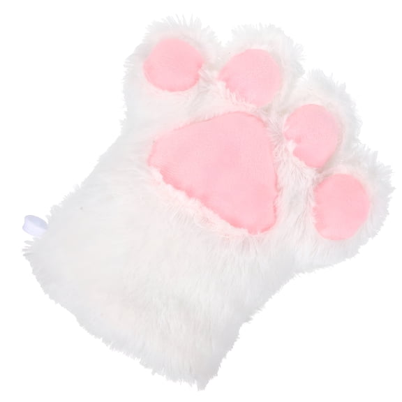 TELOLY 1Set White Cat Claw Shaped Gloves Cosplay Accessory Furry Paw for Girls Lightweight Durable