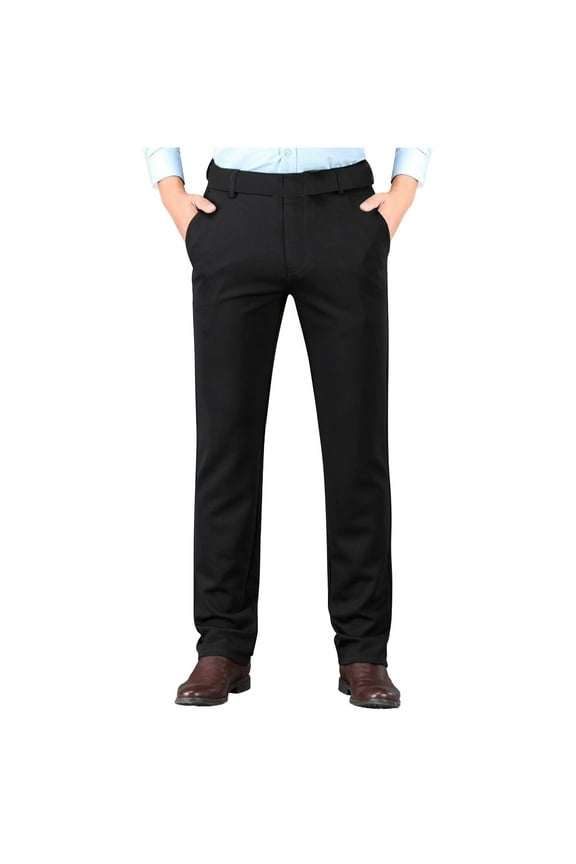 Mens Regular Fit Dress Pants No Iron 4-Way Wrinkle Free Comfort Stretch Casual Business Flat Front Suit Pants for Men