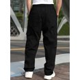 thumbnail image 4 of Faithtur Men's Loose Cargo Long Pants, Solid Color Drawstring Waist Straight Leg Trousers Casual Work Pants with Pockets, 4 of 8