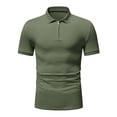 thumbnail image 4 of Franhais Men Summer Short Sleeve Shirts Solid Color Lapel 1/4 Zipper Casual Short Sleeve Tops, 4 of 7