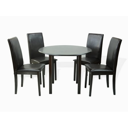 8 Piece Garden Table And Chairs Dining Kitchen Set of 5 Piece Round Table and 4 Classic Solid Wood Fallabela Chairs, Espresso ()