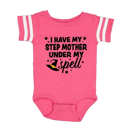 

Inktastic I Have My Step Mother Under My Spell with Cute Witch Hat Gift Baby Boy or Baby Girl Bodysuit