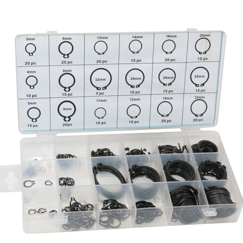 300 Pc Steel Snap Retaining Ring Hardware Assortment Set Kit With 18 Sizes 
