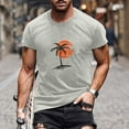 thumbnail image 2 of UVEASISHA T-Shirts Graphiques de Plage pour Hommes Manches Courtes Imprimé Tropical Palmier Coucher de Soleil Pull d'Entraînement Été Col Rond Ajusté T-Shirts Décontractés Gym Musculation Ventes Prime Aujourd'hui, 2 of 5