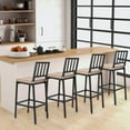 thumbnail image 5 of Costway Set of 2 Patio Metal Bar Stools Outdoor Bar Height Dining Chairs with Cushion, 5 of 10