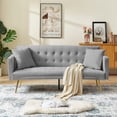 thumbnail image 2 of Leumius Velvet Futon Sofa Bed,Adjustable Convertible Folding Sleeper Couch Bed for Compact Living Spaces,Gray 02, 2 of 8