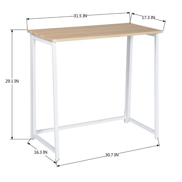 31.5 Inch Folding Laptop Desk, Light Oak Compact Writing Workstation with Removable Top Shelf, Space-Saving Foldable Study Table for Small Spaces Home Dorm