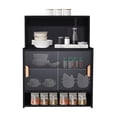 thumbnail image 4 of 4 Tiers Rectangular Countertop Kitchen Pantry, Small Bamboo Sideboard with 2 Sliding Glass Doors Standing Dining Cupboard Storage Cabinet for Cup Spice Seasoning Bottle(Black), 4 of 27