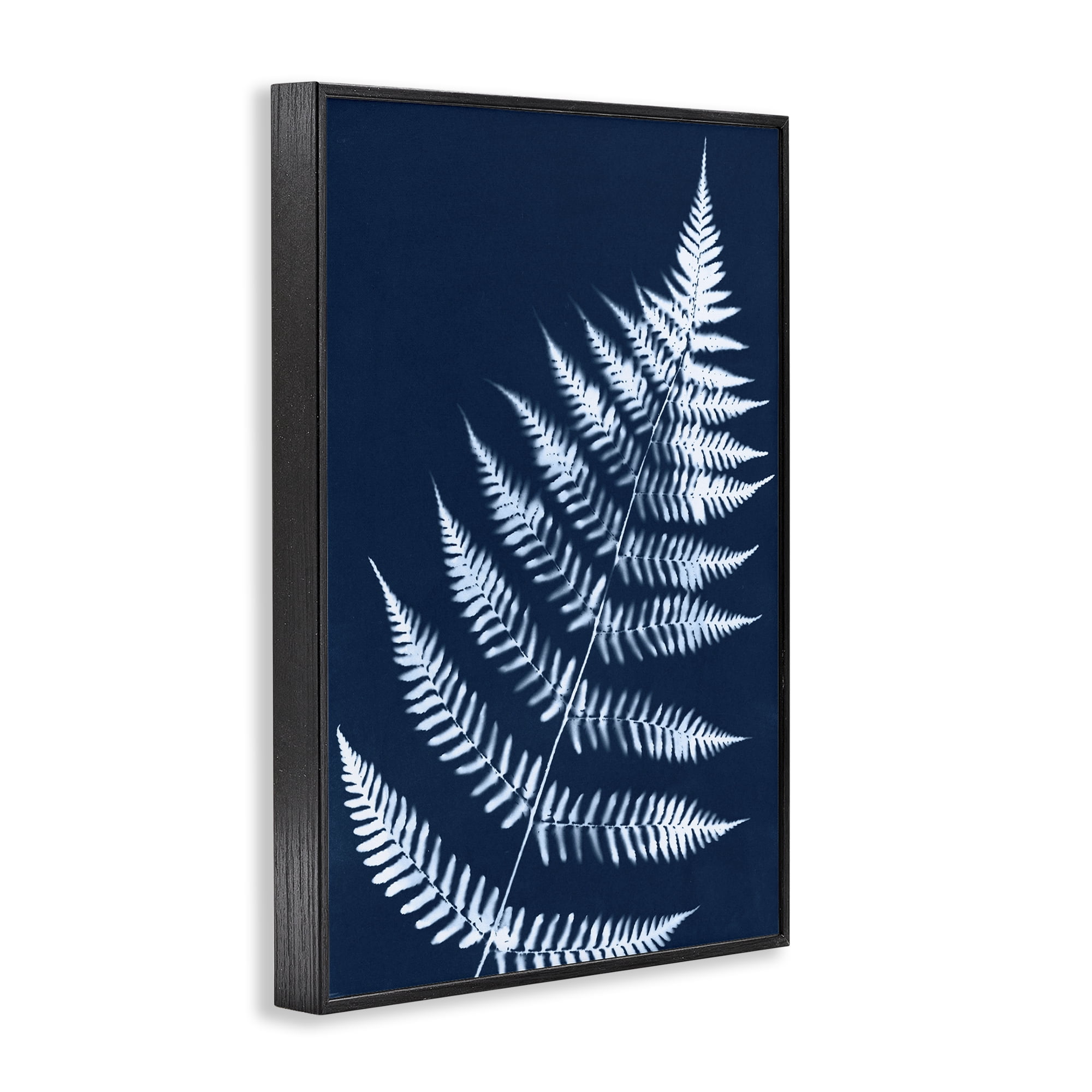 Stupell Industries Blue Fern Impression Botanical & Floral Painting Black Framed Art Print Wall Art, 12 x 18