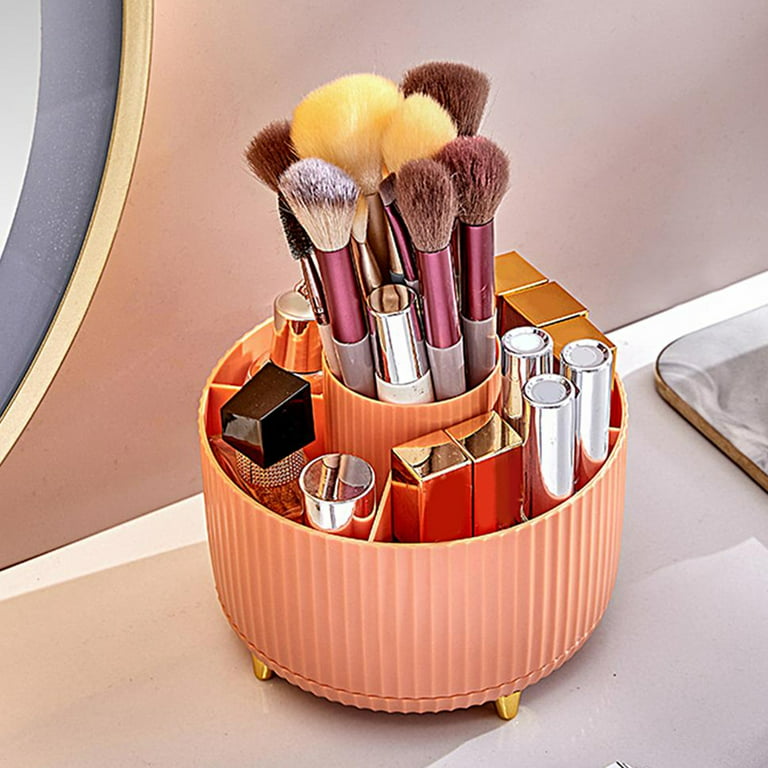  Makeup Brush Holder Organizer - 360 Rotating Make Up Organizer,  Clear Spinning Cosmetic Storage Cup, Large Capacity Makeup Desk Organizer  for Vanity Decor, Bathroom Countertops, Dresser Counter : Home & Kitchen