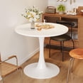 thumbnail image 1 of Table à Manger Moderne Mi-Siècle pour Petits Espaces, Table Tulipe Ronde, Table de Cuisine Blanche pour 1-4 Personnes (Blanc, 80 * 73cm), 1 of 7