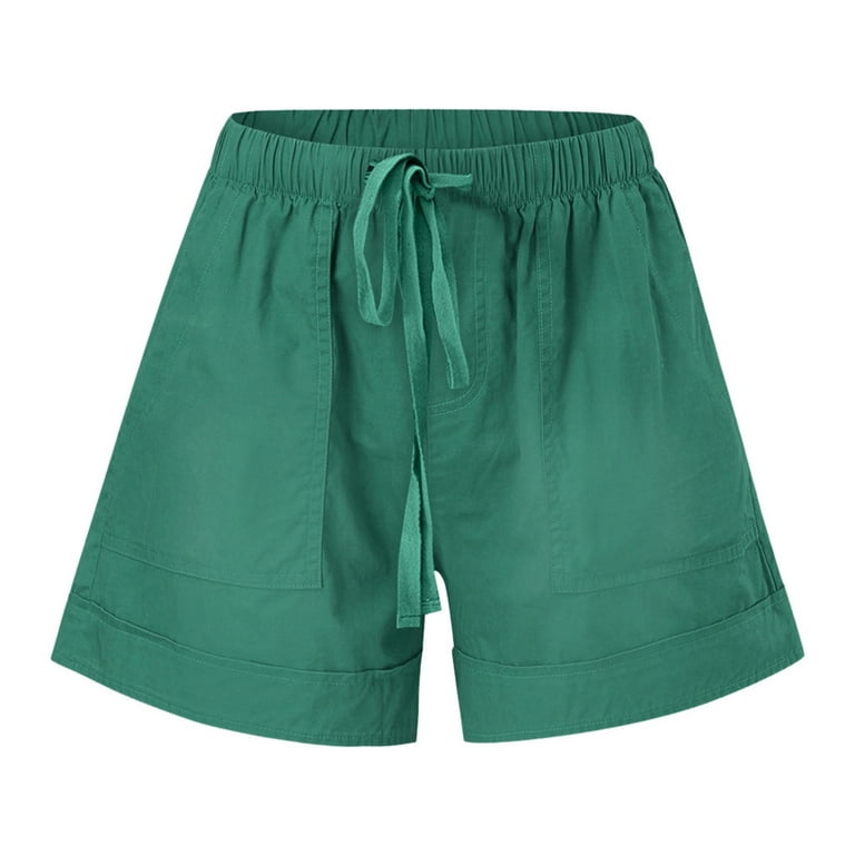 Okbop Athletic Shorts for Women Summer Plus Size Comfy Drawstring Elastic  Waist Pocket Loose Shorts Pants Boxer Shorts Red M(6)