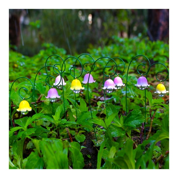 9pcs Lily of The Valley Garden Stake Decor, 7” Decorative Lily Bulb Flower Stakes Yard Art Ornaments Outdoor Lawn Pathway Decor