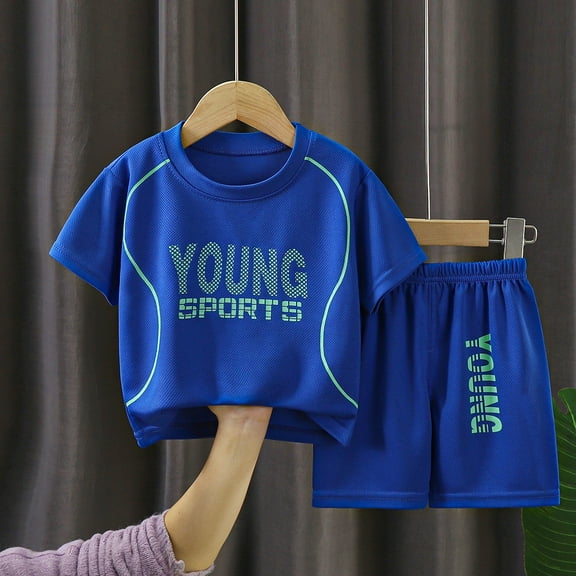 XUELUO Toddler Boys Casual Outfit Sets Kids Sports Shorts Sets ss Tracksuit 2 Piece Basketball Performance Short Sleeve Shirt Tank Top And Mesh Shorts Set Clothing Sportwear