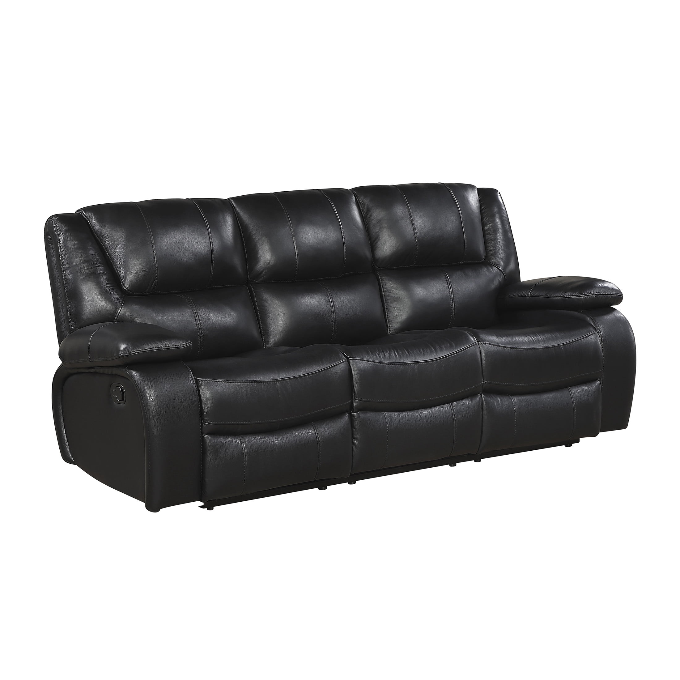 OakvillePark Arlisse Leather Match Manual Double Reclining Sofa, Black