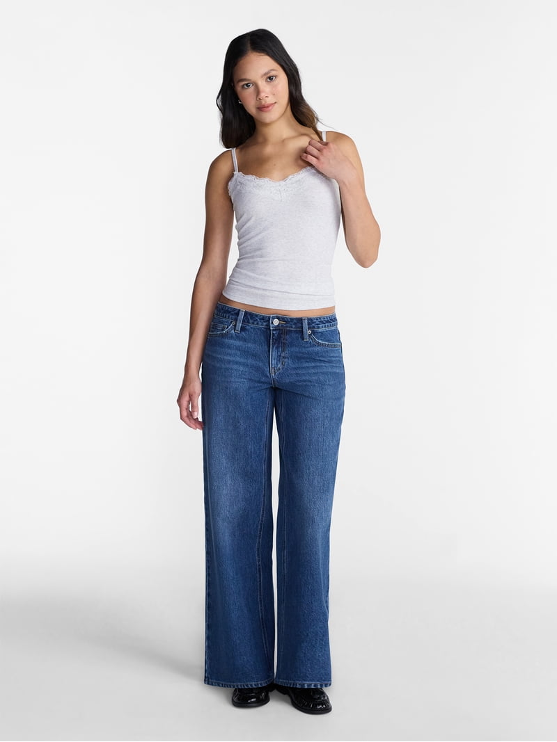 No Boundaries Sequin Lace Trim Cami Top, Women's XXS-XXL - Walmart.com