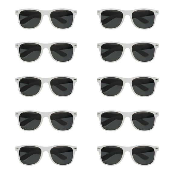 Velvet Smooth Sunglasses Set of 10, Bulk Pack - UV Protection, Perfect for Party, Beach, Pool, Outdoor Events - White