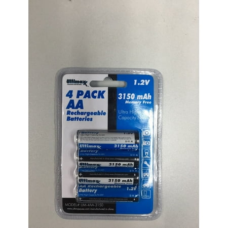4X AA ULTIMAXX Rechargeable Batteries 3150 mAh Ultra High Capacity