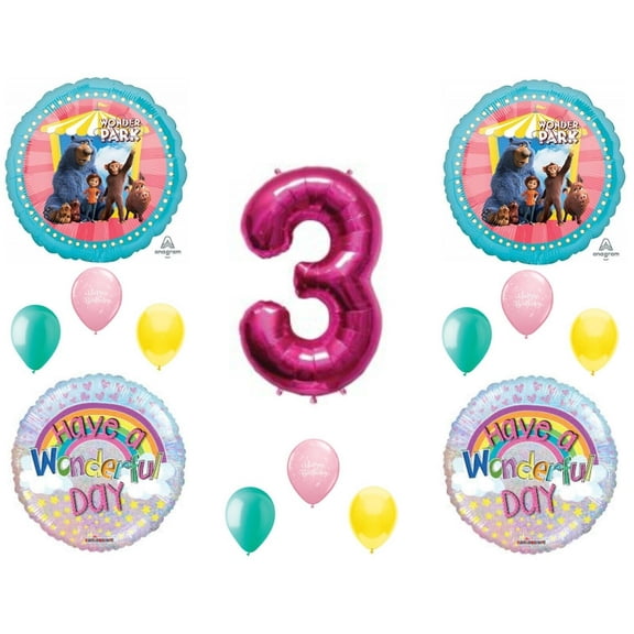 Wonder Park Birthday Balloons 3rd Pink Decoration Supplies Third Movie