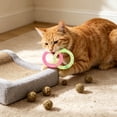 thumbnail image 5 of Soft Mesh Tube Donut Cat Toy with Bells, Interactive Teething Chew Ring for Indoor Cats, Crinkle Voice Kicking Toy for Tooth Th, Green, by IHXORA, 5 of 6