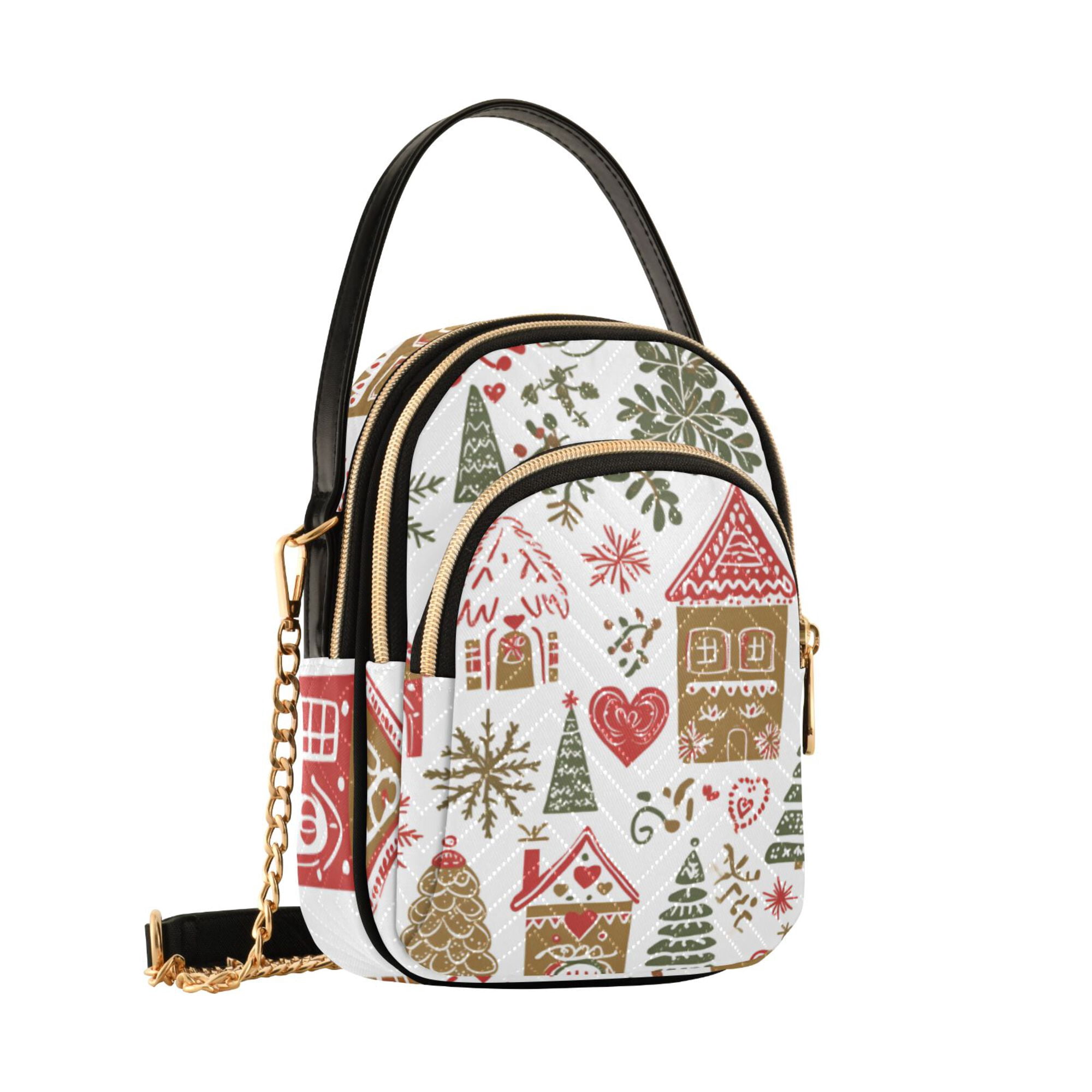 FORMRS Crossbody Bag for Women Quilted Travel Shoulder Cell Phone Purse with Chain Strap Handbag, Brown Nordic Christmas House