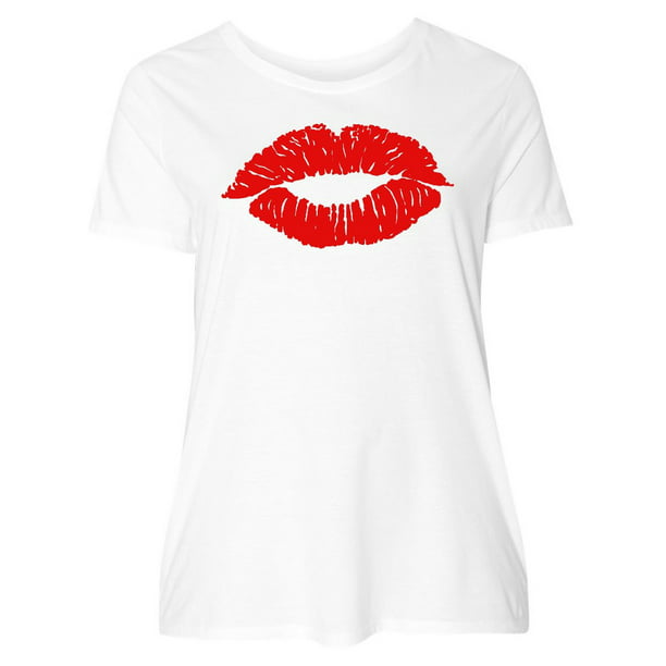 INKtastic - Red Lips Women's Plus Size T-Shirt - Walmart.com - Walmart.com