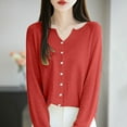 thumbnail image 4 of Shirts For Women Woven Cardigan Candy Colored Rolled Edge Knitted Cardigan Womens Tops, 4 of 6
