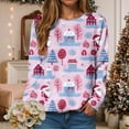 thumbnail image 2 of larppty Christmas Sweatshirt Women Funny Ugly Christmas Pullover Shirt Xmas Holiday Santa Prints Long Sleeve Tops （Light Pink, S）, 2 of 6