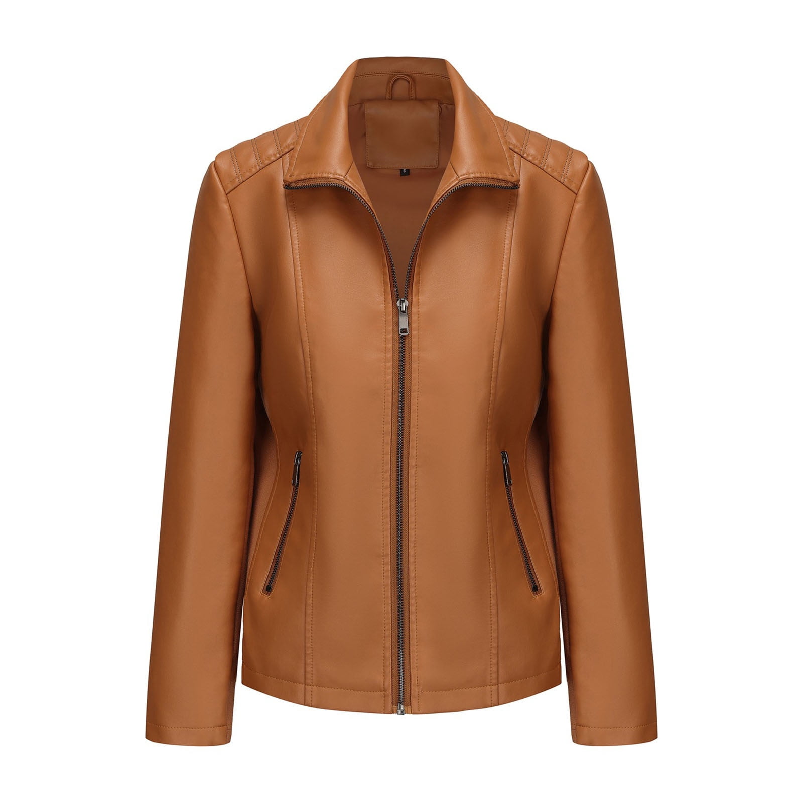 CHUMUD Women's Faux Leather Jacket with Zipper Pockets Motorcycle Fashion Zip Up Coat Trendy Going Out Jackets