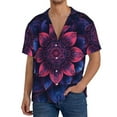 thumbnail image 7 of Lsque Bohemian Vintage Pattern print Men's Cuban Collar Short Sleeve Shirt Summer Beachwear Casual Button Down Fashionable Vacation Leisure Shirt-X-Large, 7 of 7